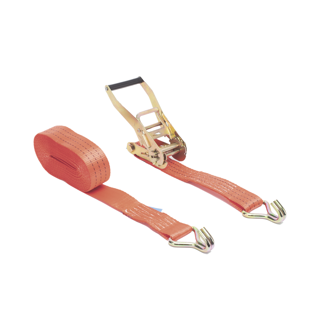 [PST-S020-02] Eslinga Sintética de 50 mm x 10 Metros. Con Gancho y Tensor Metálico.