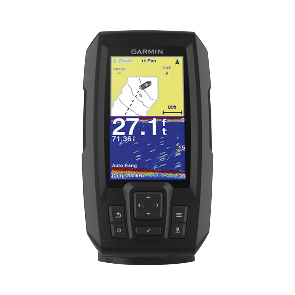 [10-01870-00] Fishfinder STRIKER? Plus 4 con GPS Integrado / Pantalla QSVGA 272 x 480 píxeles / Frecuencias 50-200 kHz / Potencia 200 W RMS / Tecnología de Ganancia Automática / Sensor de Temperatura / Resistencia al Agua IPX7