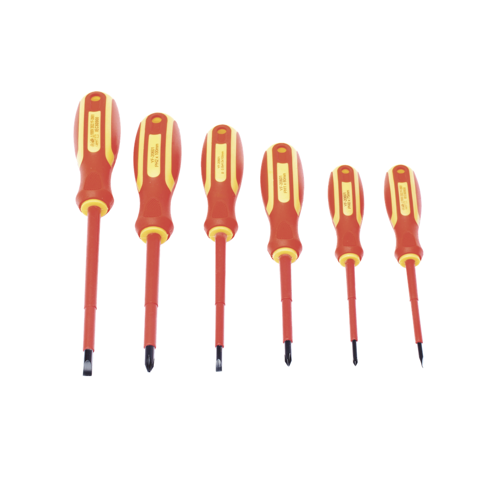 [PST-H020-01] Juego de 6 desarmadores Aislados Bicolor 1000v