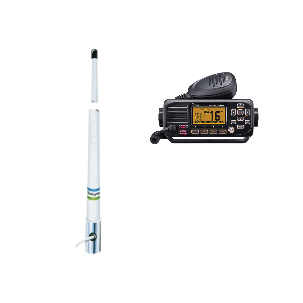 [IC-M220/5101] Kit de radio móvil VHF marino modelo IC-M220/13 y antena marina Shakespeare en fibra de vidrio 5101