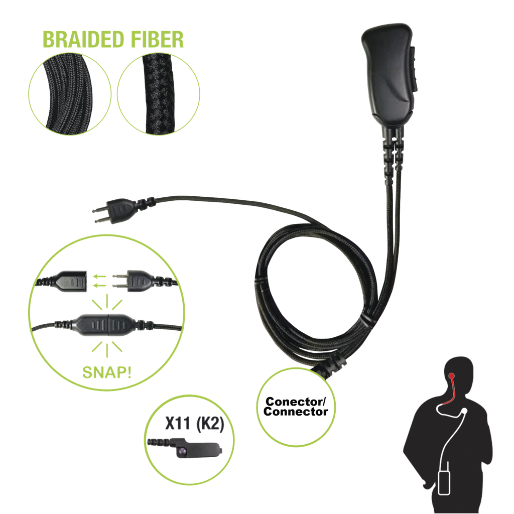 [SNP-1W-11-BF] Micrófono con cable de fibra trenzada serie SNAP compatible con KENWOOD conector Multipin.