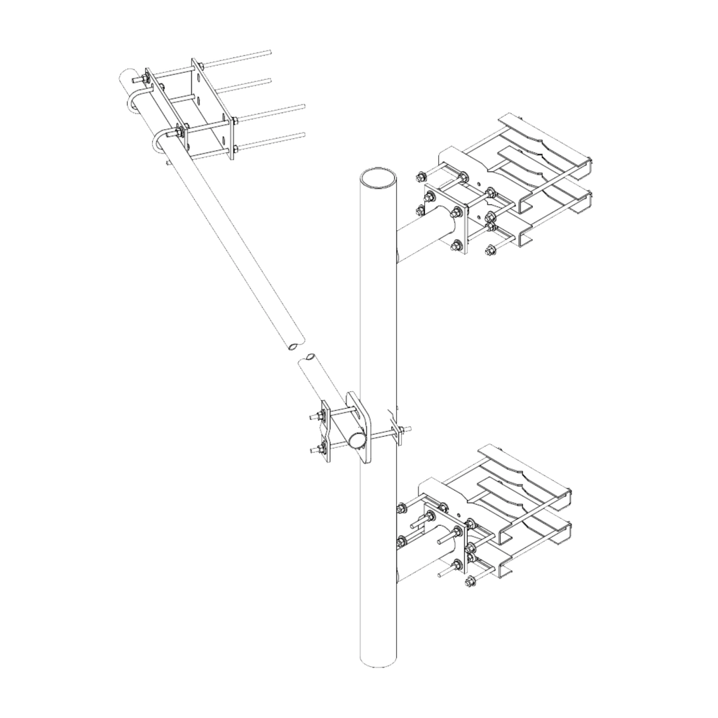[TRY-ST-HD-025] Montaje Lateral Reforzado con 30 cm de Separación . Mástil de 4-1/2 x 72 (114 mm x 1.8 m).