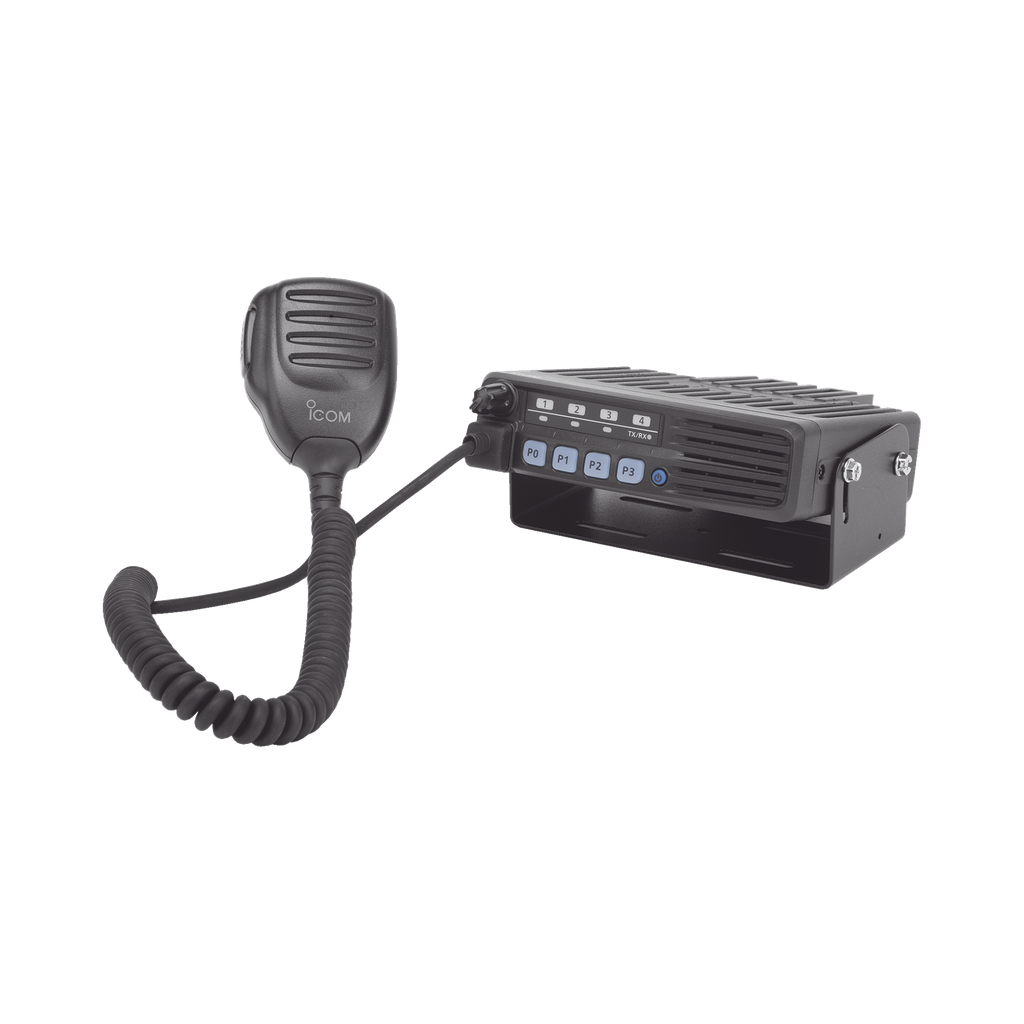 [ICF6013H] Radio Móvil Analógico en rango de frecuencia 400-470 MHz, 50 W de potencia de RF.  Incluye micrófono, cable de corriente y bracket.