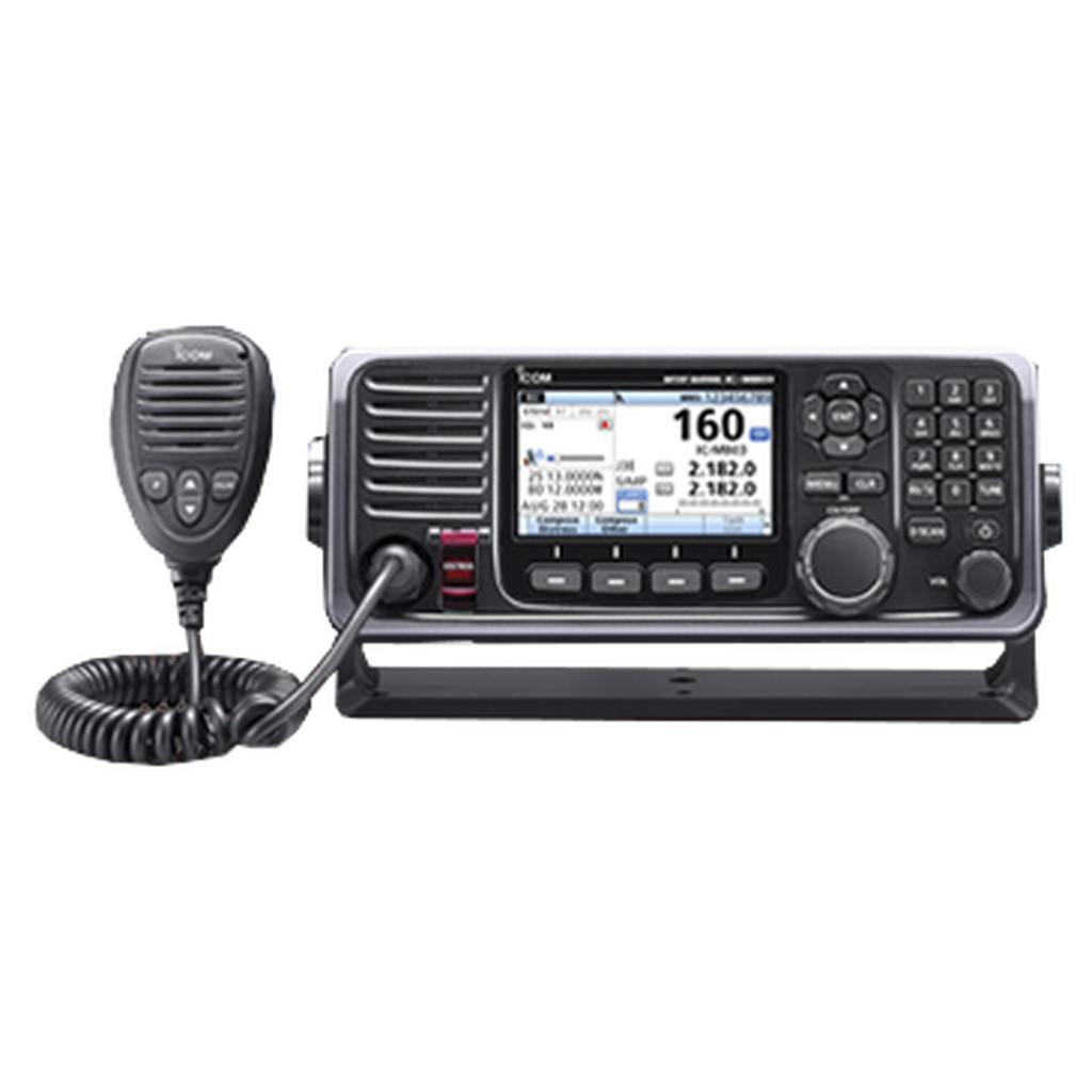 [IC-M803] Radio Móvil Marino MF/HF en modos de operación SSB, LSB, AM, CW, FSK, AFSK, llamada digital DSC, con cabezal remoto, gran pantalla a color de fácil acceso