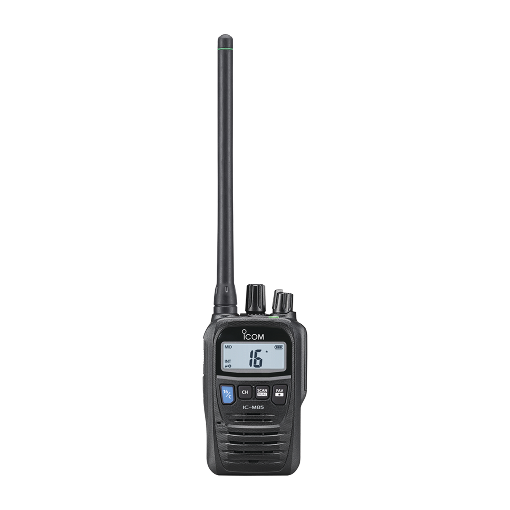 [IC-M85] Radio portátil marino y comercial en VHF, incluye los canales USA, INT, CAN, y del clima