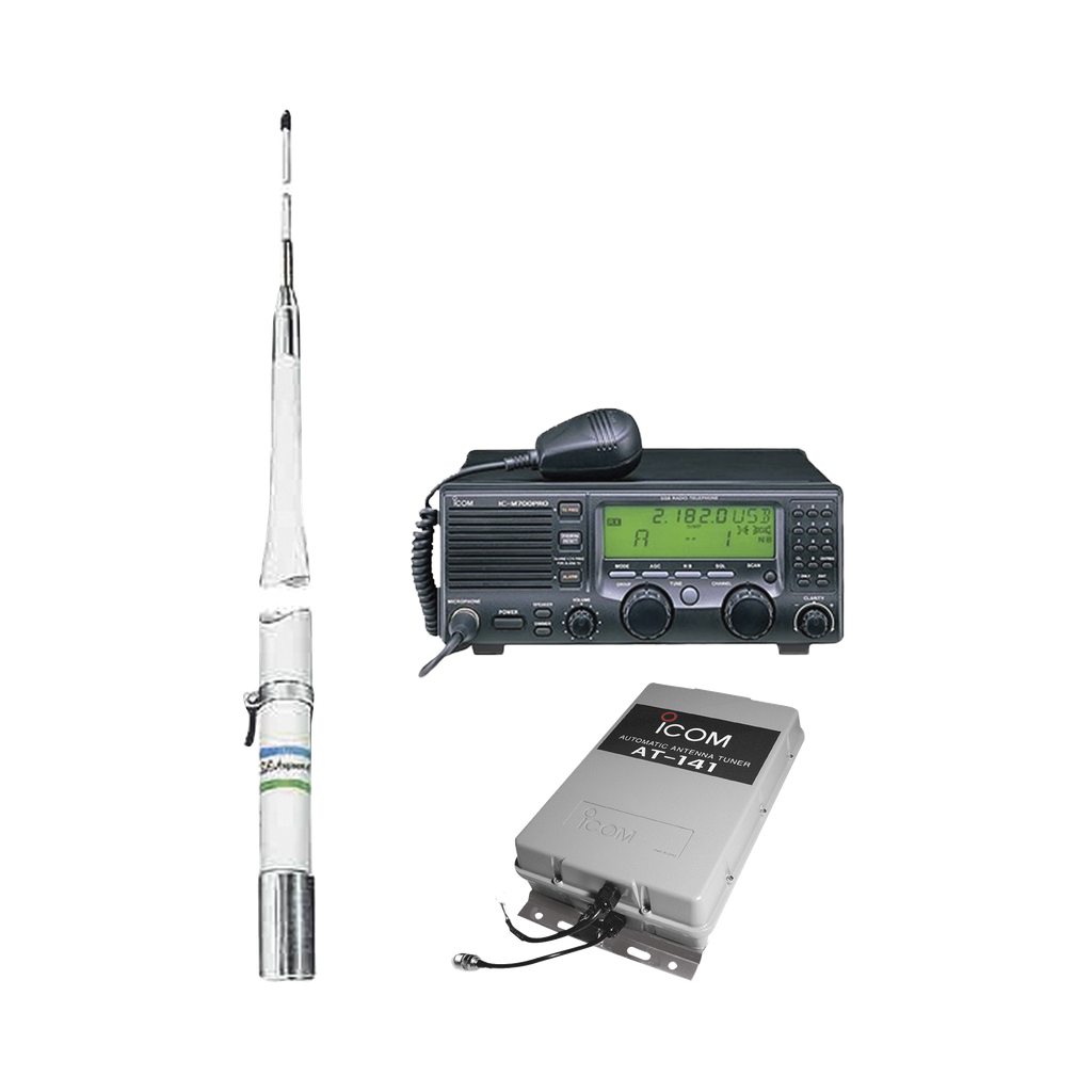 [IC-M700PRO-KIT3] Kit de radio IC-M700pro con sintonizador de antena AT-141 y antena HF Shakespeare 390
