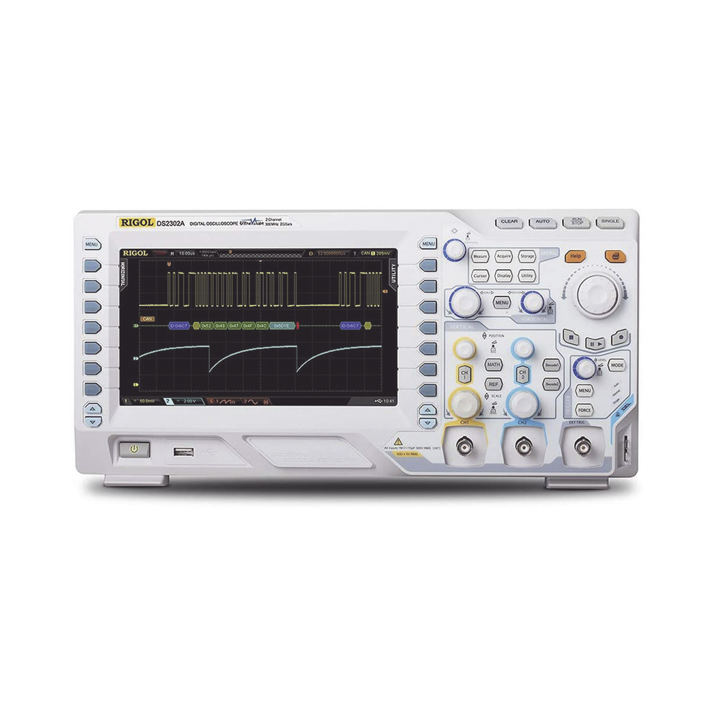 Osciloscopio Digital RIGOL de 2 Canales Análogos, 300 MHz de Ancho de Banda Análoga, Vel. de Muestreo-Tiempo Real de 2 GS/s, Base de Tiempo (min.) de 1 ns/div.
