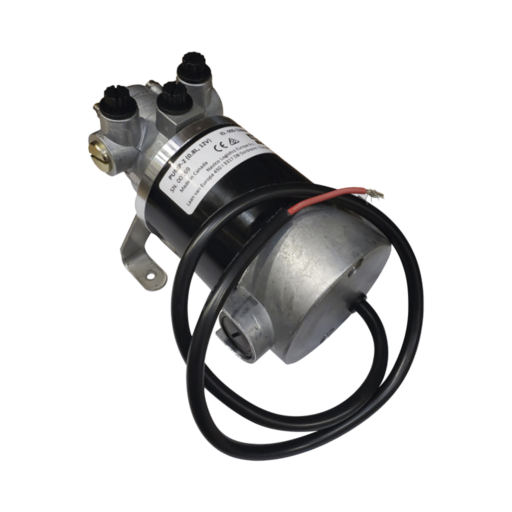 Bomba Hidráulica Reversible PUMP-2 / 12V DC / Flujo 0.8L (49 cu.in) por Minuto / Para Cilindros de 80 cc - 250 cc (4.9 - 15.2 cu.in) / Conexiones O-Ring Boss (ORB) / Incluye 3 Accesorios ORB-5 a 9/16 UNF / Compatible con SteadySteer