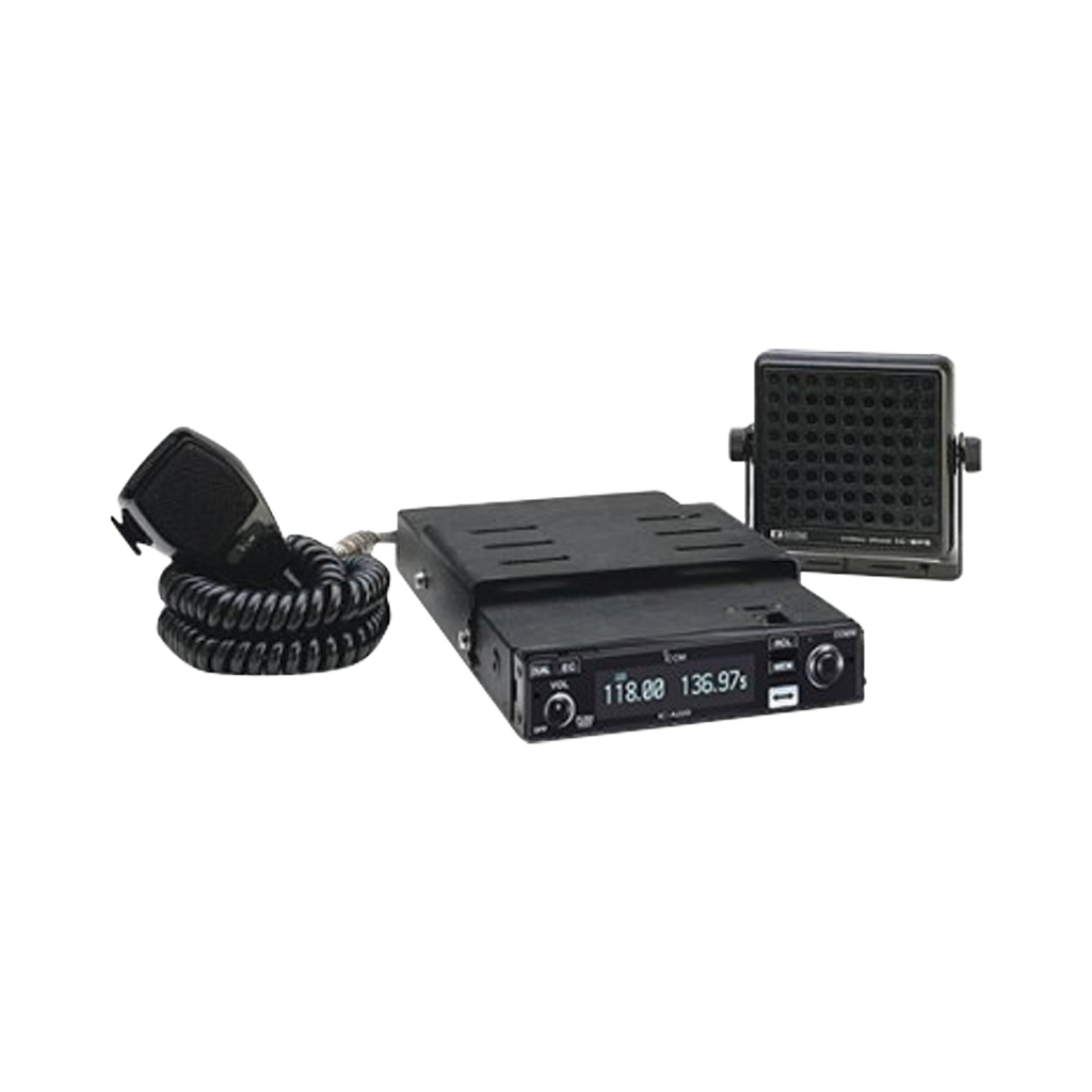Radio móvil aéreo IC-A220 con kit de montaje MB-53 incluido.