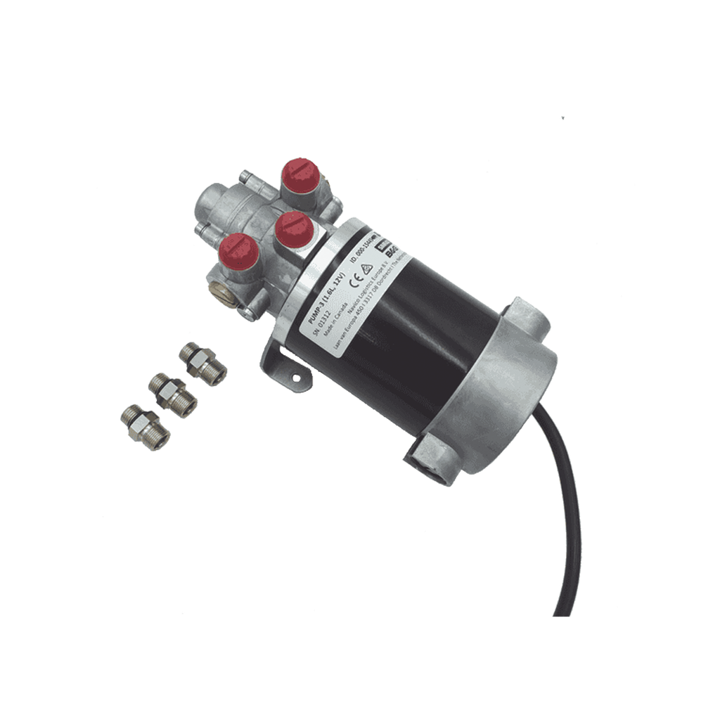 Bomba Hidráulica Reversible PUMP-3 / 12V DC / Flujo 1.6L (98 cu.in) por Minuto / Cilindro 160-550 cc (9.8 - 33.5 cu.in) / Conexiones ORB / Incluye 3 Adaptadores ORB-5 a 9/16 UNF / Compatible con SteadySteer