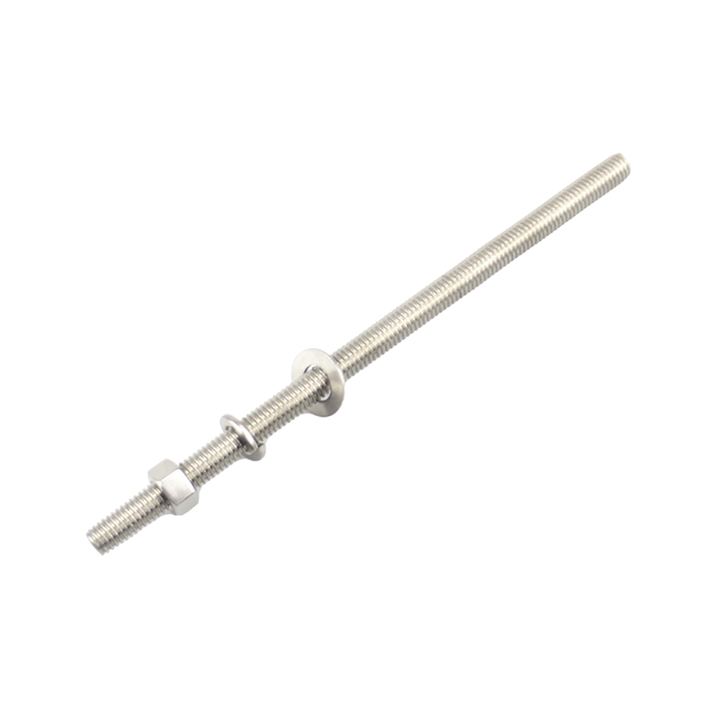 [CH-65] Kit de 10 Varillas Roscadas de 3/8 x 6.5 in, con Arandelas Planas, Arandelas de Seguridad y Tuercas.