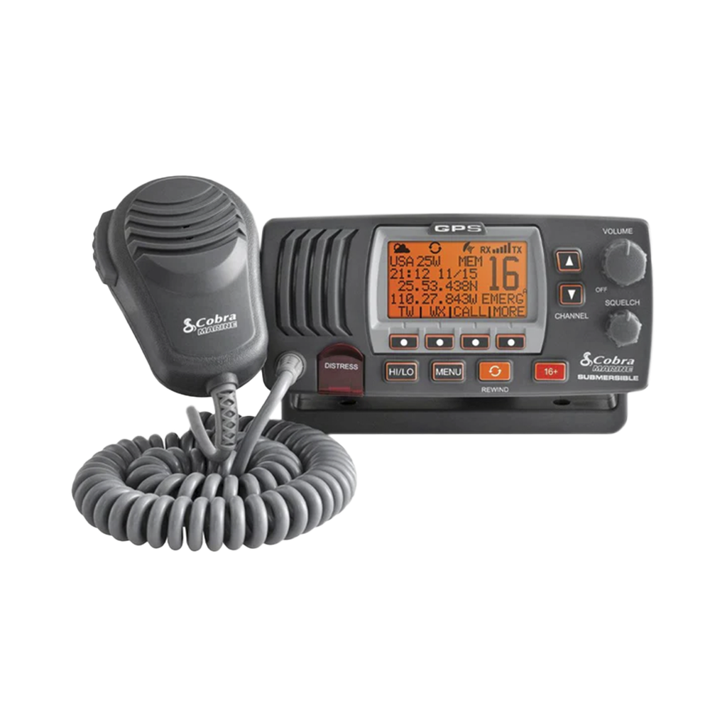 [MRF57B] Radio móvil marino VHF clase D con función de megafonía y grabador automático de 20 segundos de audio recibido. cuenta con los canales Internacionales, de Canadá y Estados Unidos