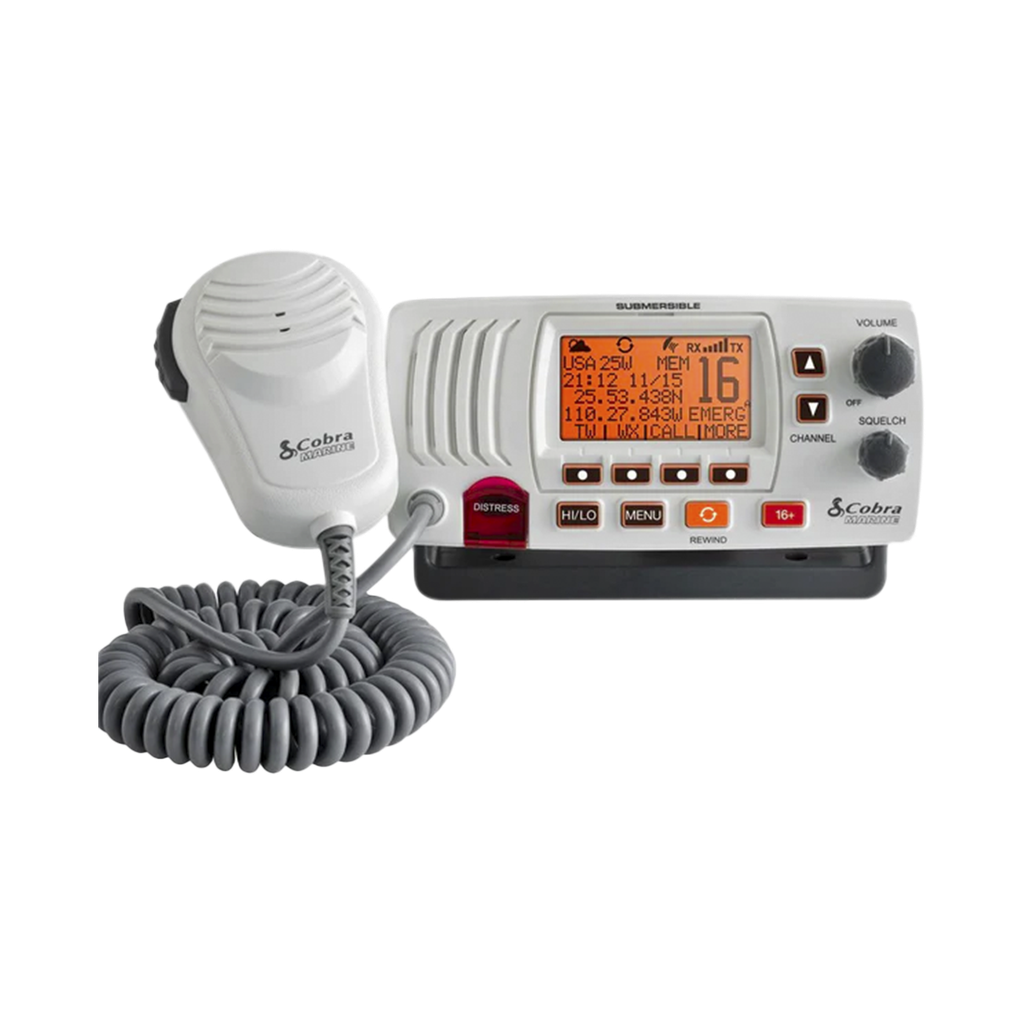 [MRF77WGPS] Radio móvil marino VHF clase D con antena interna de GPS, función de megafonía y grabador automático de 20 segundos de audio recibido. cuenta con los canales Internacionales, de Canadá y Estados Unidos