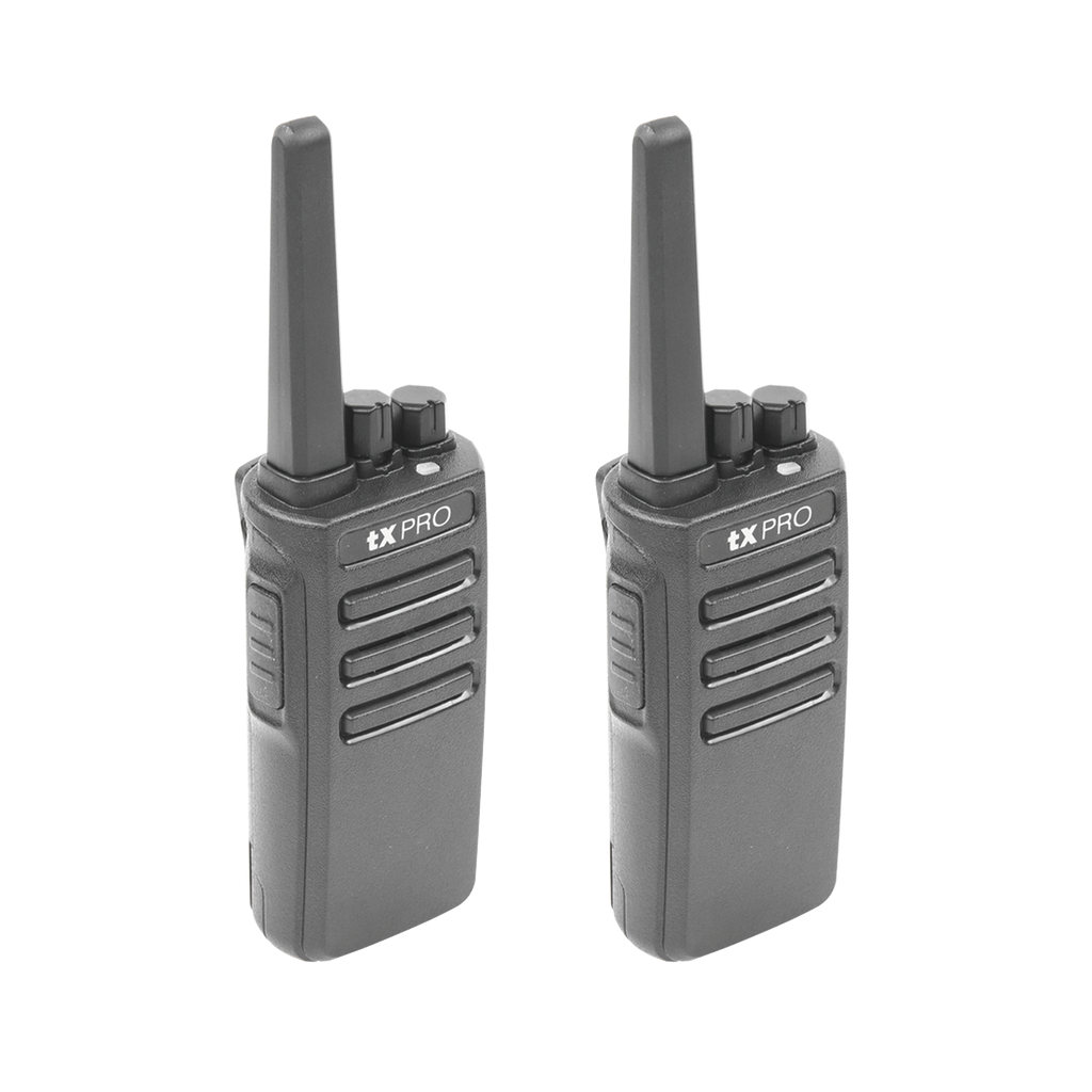 [TX500DUO] Par de radios TX500 VHF 136-174 MHz con 5 watts de potencia, 16 Canales Preconfigurados.