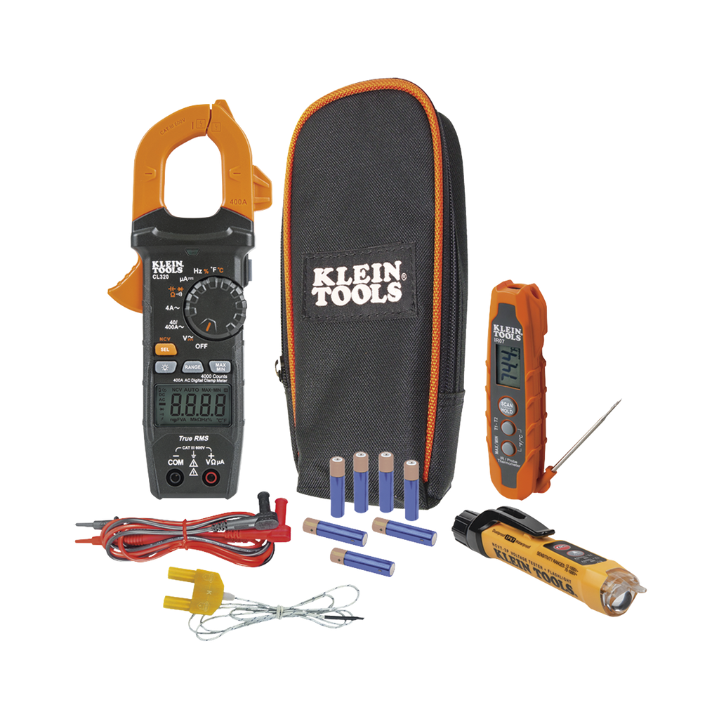 Kit de Prueba Eléctrica HVAC para Aire Acondicionado, Calefacción, Minisplits, etc. Medición de Voltaje CA/CC, Resistencia, Frecuencia, Capacitancia, Diodos, Temperatura, Ciclo, Micro Amperios CC.