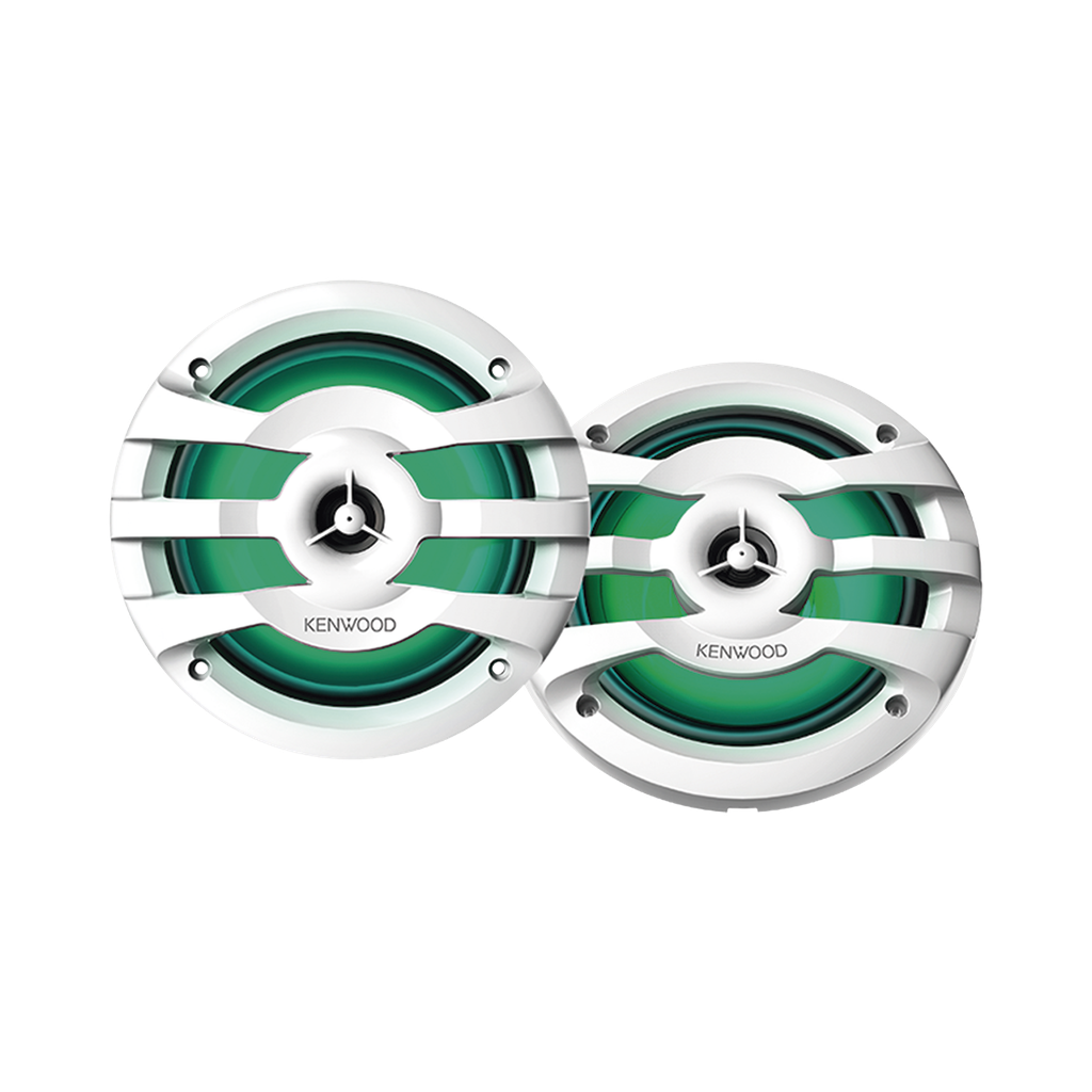 Par de altavoces fabricados en grado marinos en rejilla color blanco de 6.5 con iluminación led,  potencia máxima de 260 W