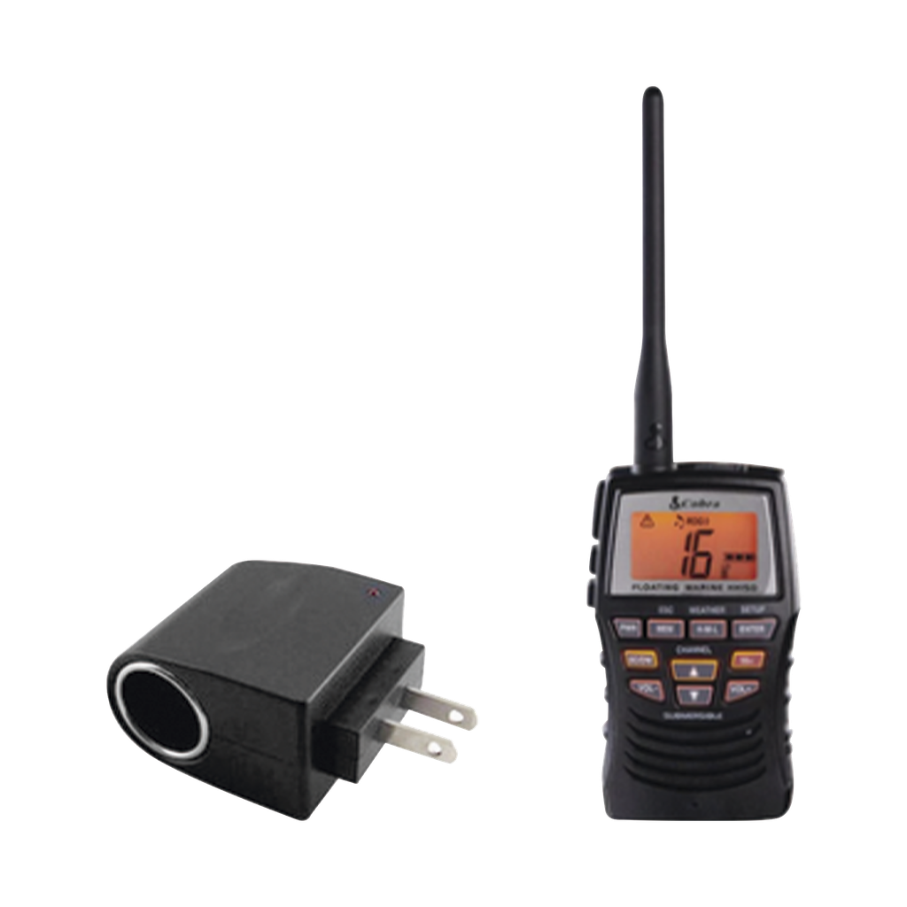[MRHH150/KIT] Kit de Radio portátil marino flotante y sumergible. Incluye adaptador de corriente con entrada tipo encendedor.
