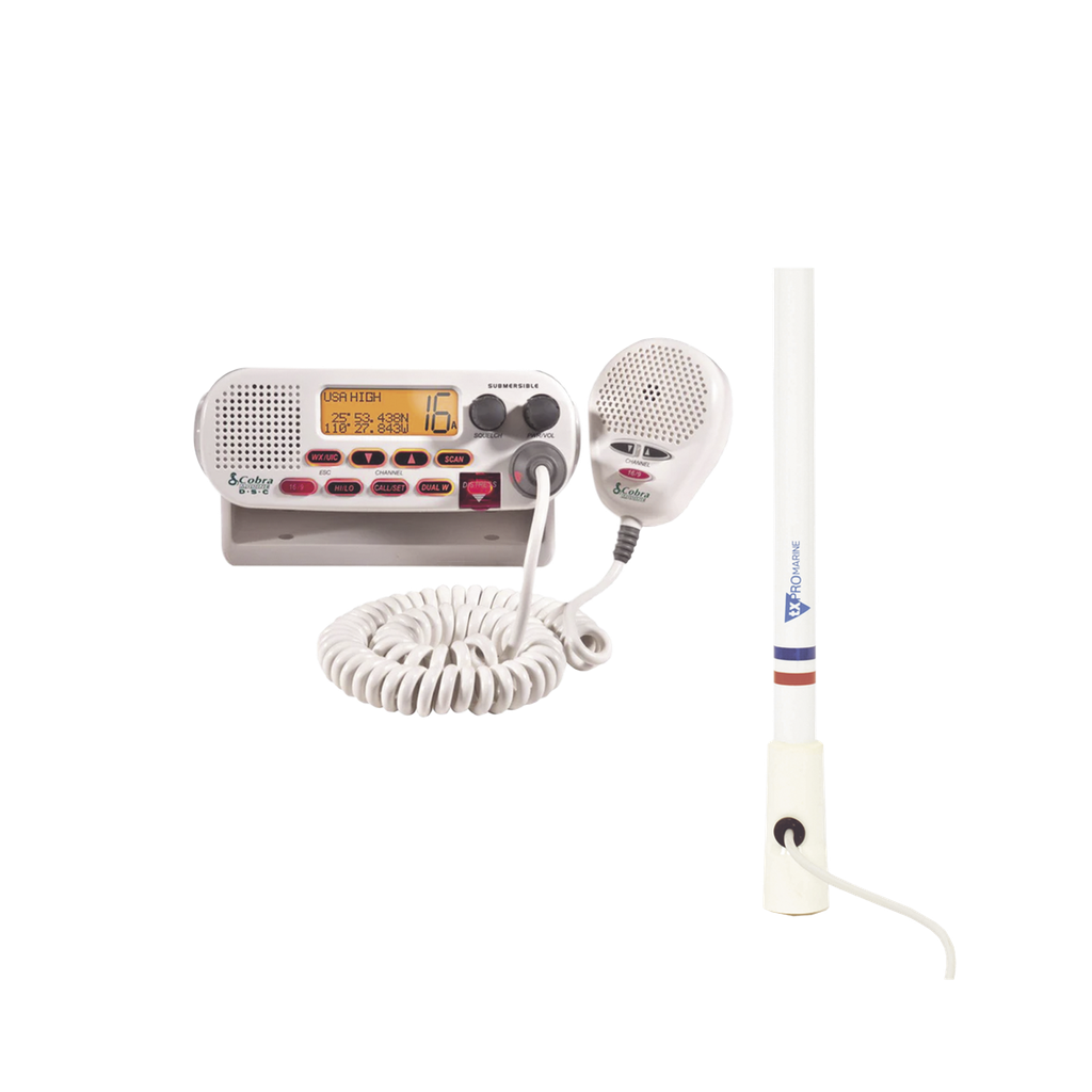 [MRF45D/KIT5206] Kit de radio MRF45D | mas antena marina de fibra de vidrio TX-5206-SYS y soporte para antena 4186