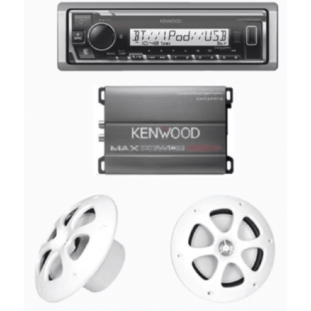 Kit de estereo con Bluetooth KMR-M332BT | Amplificador KAC-M1814  | mas Par de bocinas KFC-1613MRW