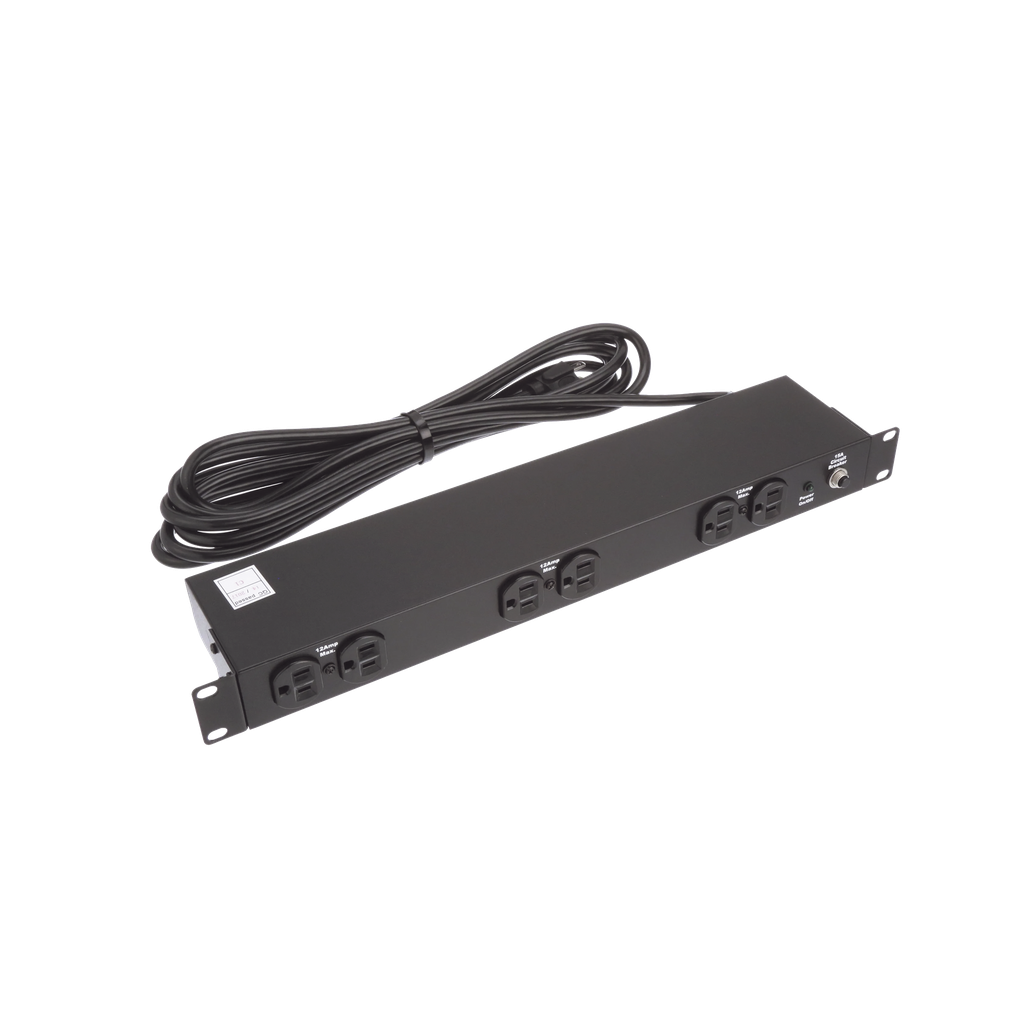 [DP1N190615] PDU Básico de Montaje en Rack, Con 6 Salidas Frontales NEMA 5-15R,  Enchufe de Entrada NEMA 5-15P, de 19in, 1UR, 15 Amp, 120 Vca