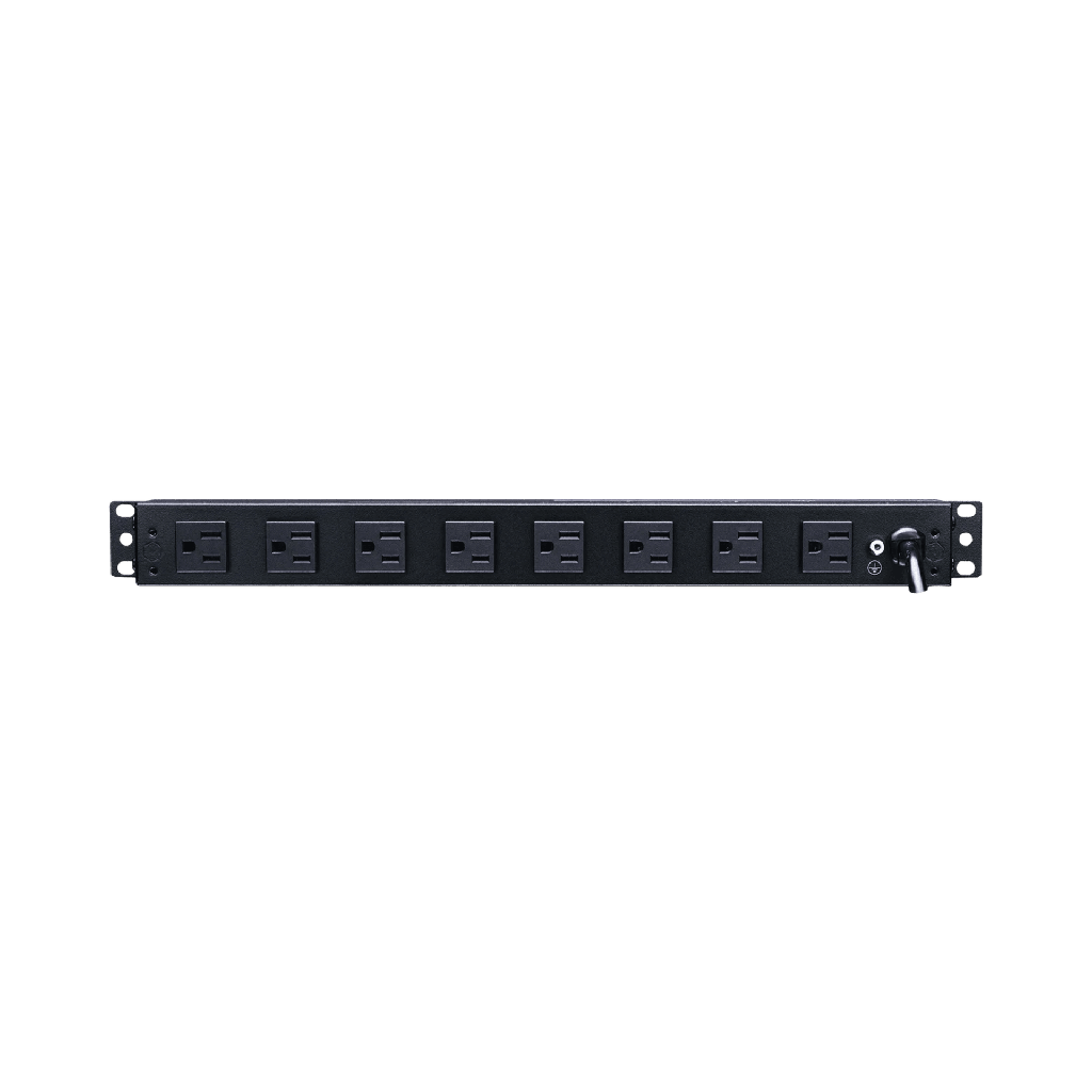 [DP1N191015S] PDU Básico de Montaje en Rack, Con 10 Salidas NEMA 5-15R y Protección Contra Sobretensiones,  Enchufe de Entrada NEMA 5-15P, de 19in, 1UR, 15 Amp, 120 Vca