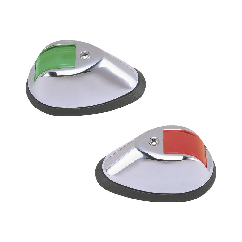 Set de Luces de Navegación Verticales en Carcasa Cromada en Color Rojo/Verde para Embarcaciones a Motor de Hasta 20 Metros