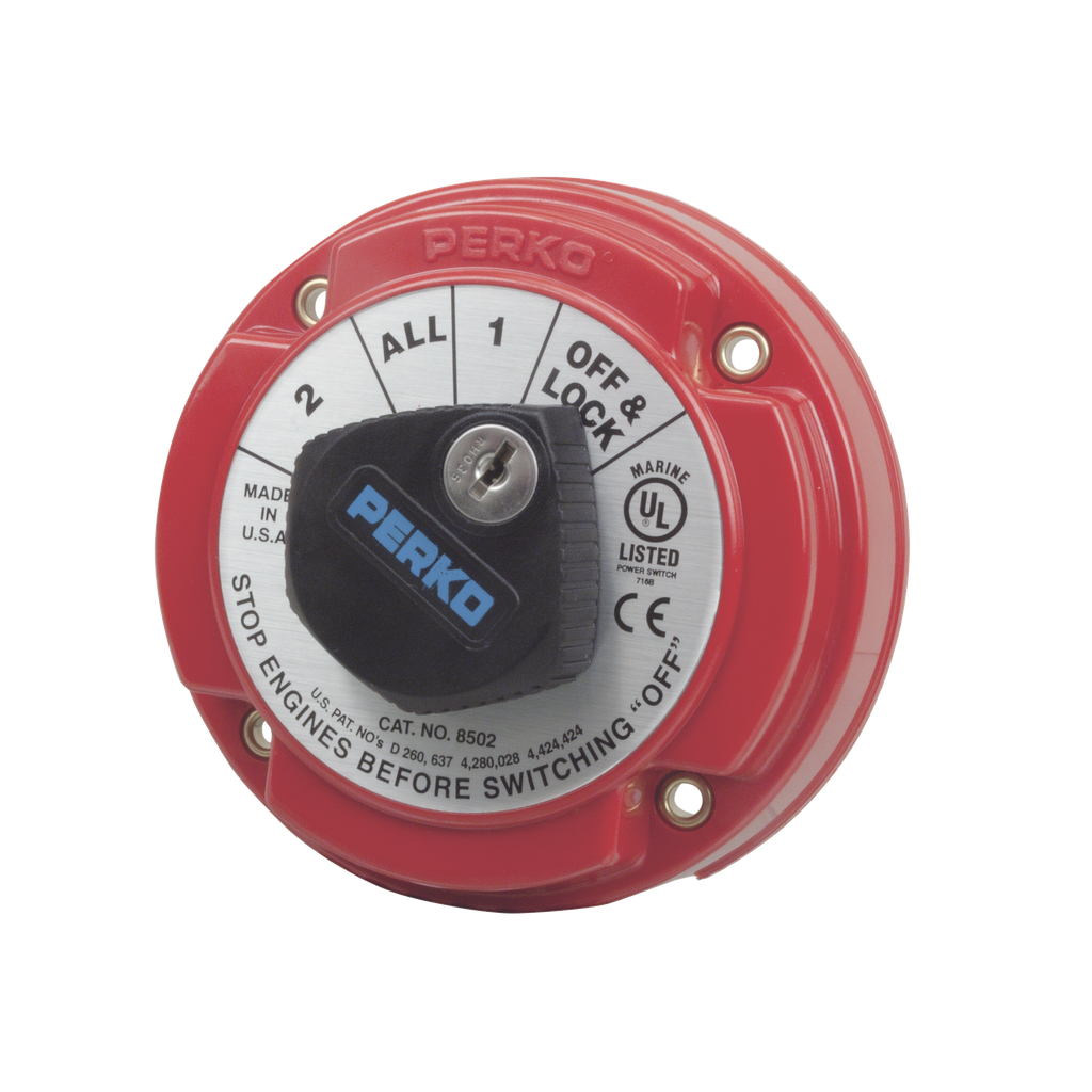 Switch Selector de Batería de Servicio Mediano con Bloqueo por Medio de Llave, para Sistemas Eléctricos Marinos
