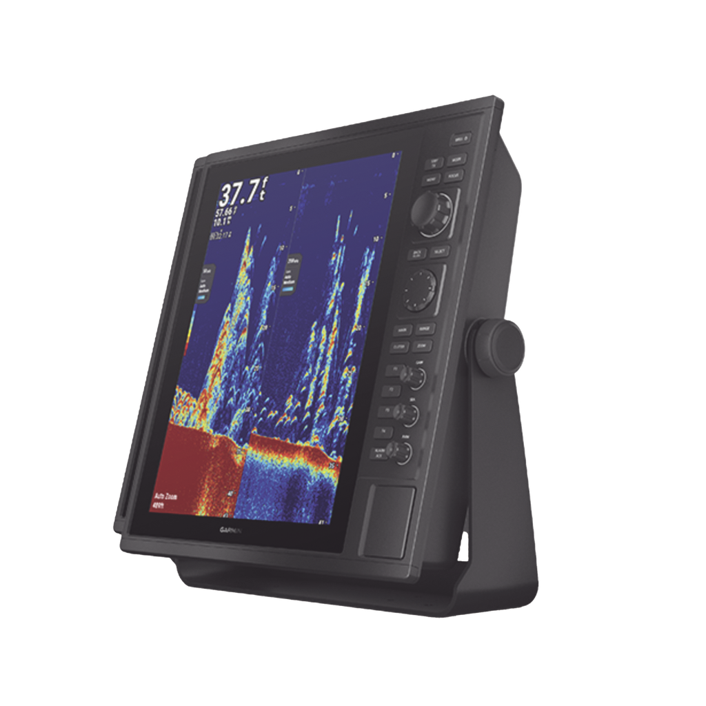 Pantalla Náutica GPSMAP 15 / Resolución XGA 1024x768 / Dual-Frequency Sonar 50/200 kHz / CHIRP Sonar Built-in / ClearVü y SideVü / Compatible con NMEA 2000 y 0183 / 2 Ranuras SD / IP26/IP27