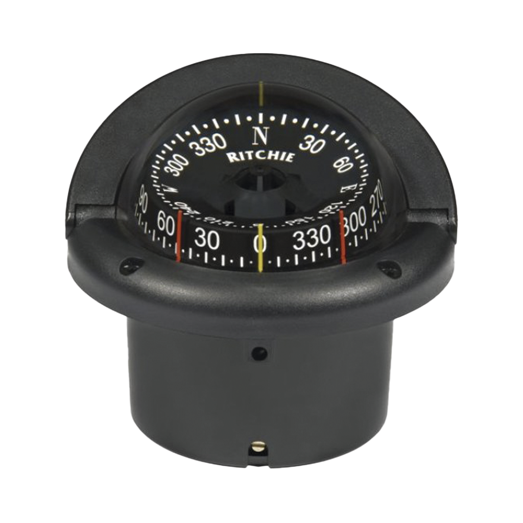 Brújula en color negro para timonel, con iluminación nocturna color verde.