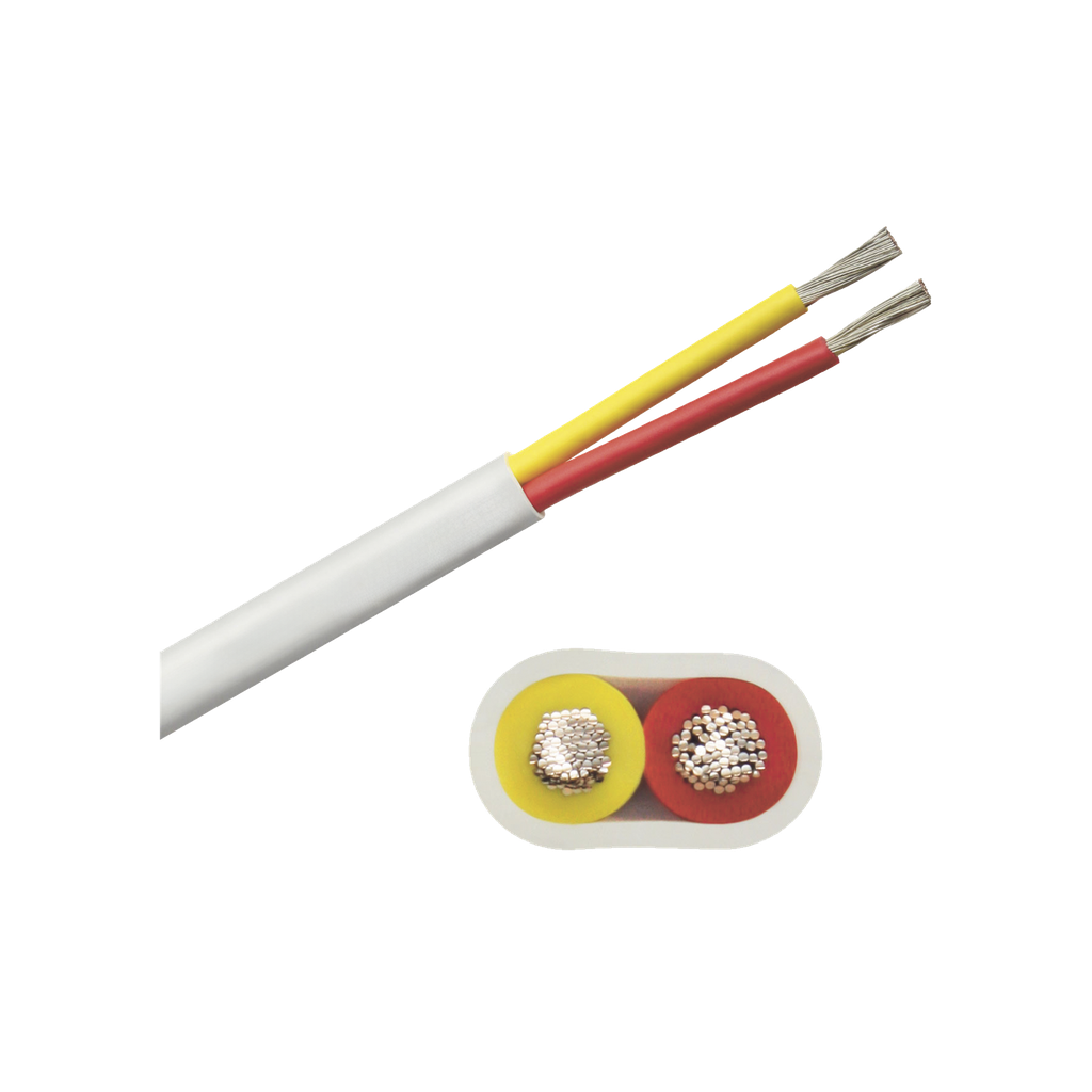 [B7W12T-20-100] Rollo de cable plano grado marino calibre 12, de 2 conductores (rojo y amarillo) de 100 pies (30.48 m).