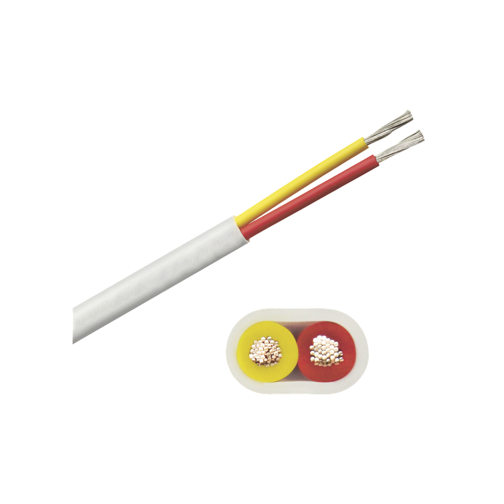 [B7W14T-20-100] Rollo de cable plano grado marino calibre 14, de 2 conductores (rojo y amarillo) de 100 pies (30.48 m).