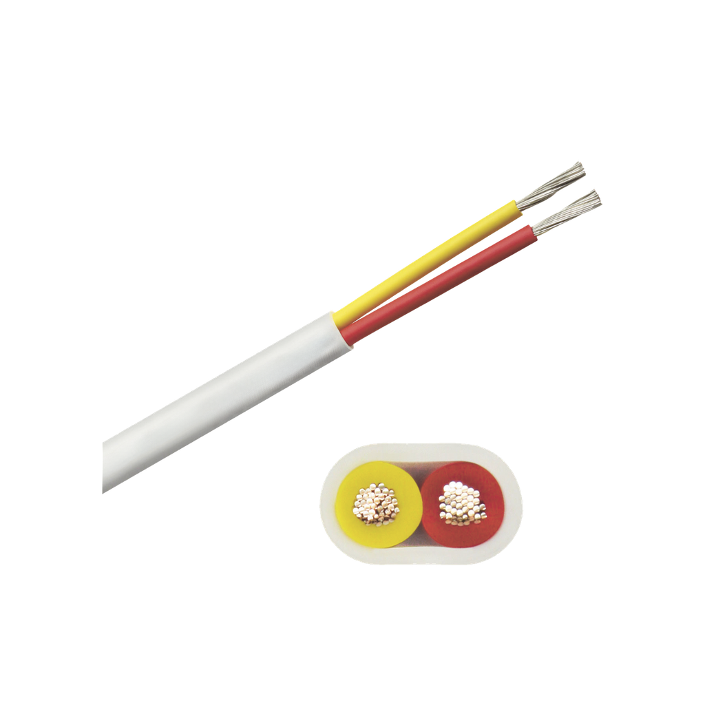 Rollo de cable plano grado marino calibre 14, de 2 conductores (rojo y amarillo) de 500 pies (152.4 m). de 2 conductores (rojo y amarillo)