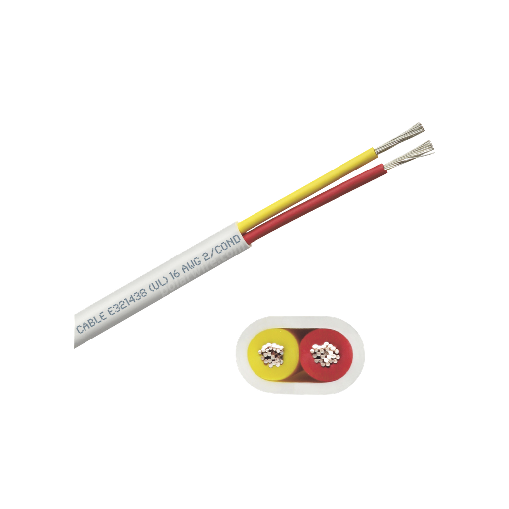 Rollo de cable plano grado marino calibre 16,  de 2 conductores (rojo y amarillo) de 250 pies (76.2 m).