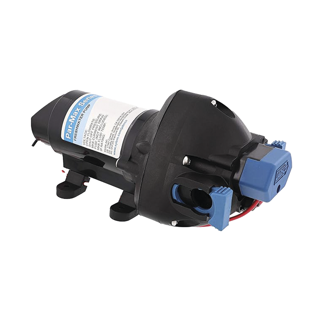 Bomba controlada por presión Par Max 2 a 24 Vcd, caudal de 2 GPM, presión máxima 35 psi, para manguera de entrada con orificio de 13 mm (½?)