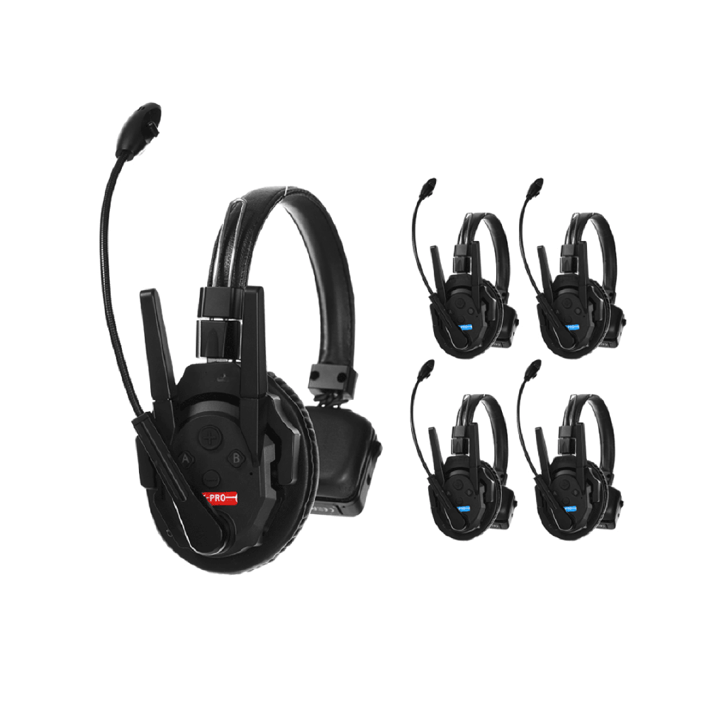 [TXPRO5] Kit de 5 Intercomunicador Inalámbrico TXtalk Pro / Antenas Externas / Rango 500m / Hasta 13 Unidades Conectadas / Auricular Monoaural / Batería 1050mAh / ABS Ligero y Cuero Suave