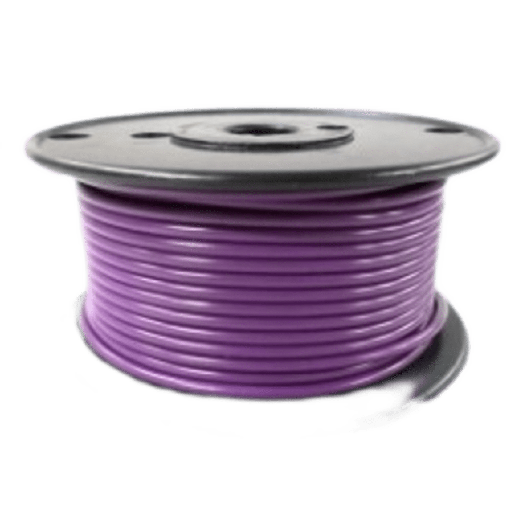 Cable Eléctrico Color Morado Calibre 14 / UL 1015-1230 / 600 Voltios / Temperatura 105°C Seco 75°C Húmedo / Cobre Estañado Clase K / Aislante PVC Retardante de Llama VW-1 / Resistente a Humedad Abrasión Ácido Com