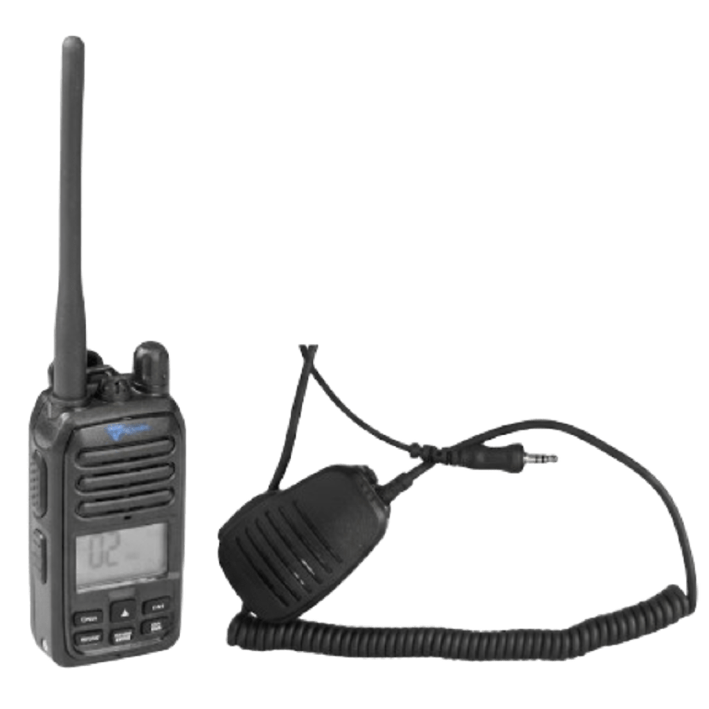 Radio Portátil Marino TXM52 / Sumergible IP67 / Luz Activada por Agua / NRC Reducción de Ruido / Dual-Watch / 5W de Potencia / Incluye Micrófono de Mano