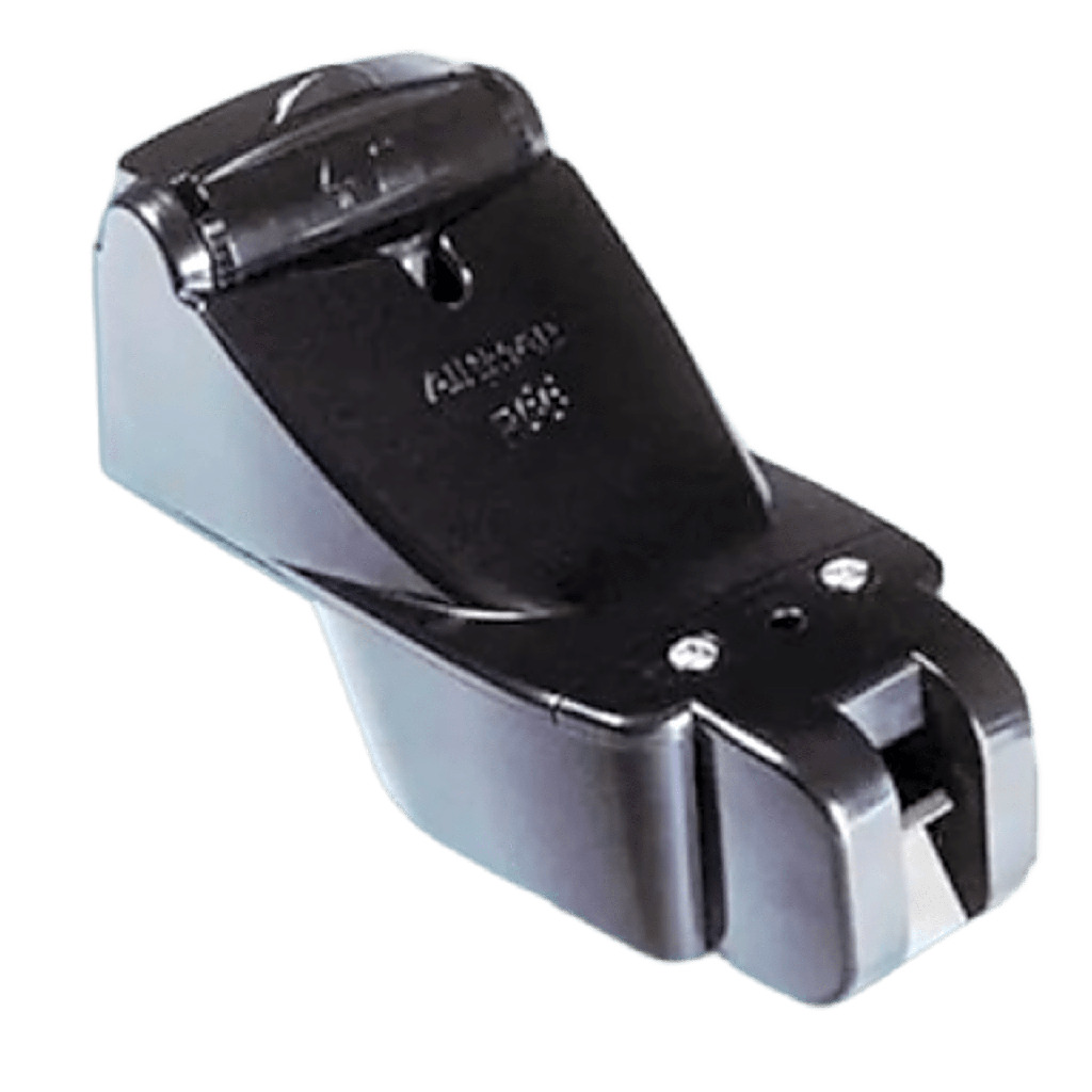 Transductor de Montaje en Espejo de Popa P66 / Plástico de Alta Mar / 600 W / Sensores de Profundidad, Velocidad y Temperatura / 8 Patillas / Rango 244-366 m / Frecuencia 50-200 kHz / Haz 45-11° / Ángulo 2-20°