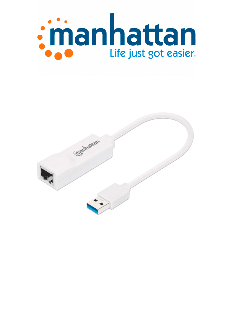 [506847] MANHATTAN 506847 Adaptador de Súper Velocidad USB 3.0 a RJ-45 GB Ethernet 10/100/1000 Mbps Gigabit Ethernet, Súper Velocidad USB 3.0