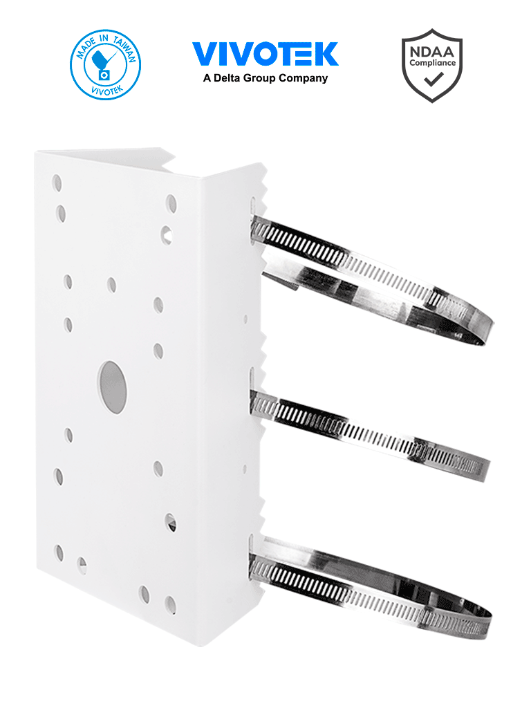 VIVOTEK AM-314 -Soporte para montaje en poste de cámaras y gabinetes para exterior, fabricado en acero y de color blanco #CompraEspecial #PTZ #NovVTK