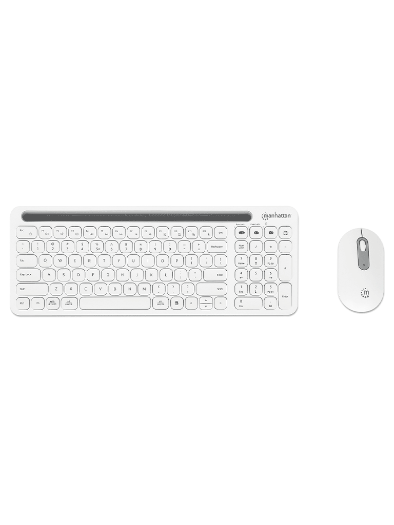 MANHATTAN - 180580 - Kit teclado y mouse inalámbricos conexión dual USB y Bluetooth, blanco