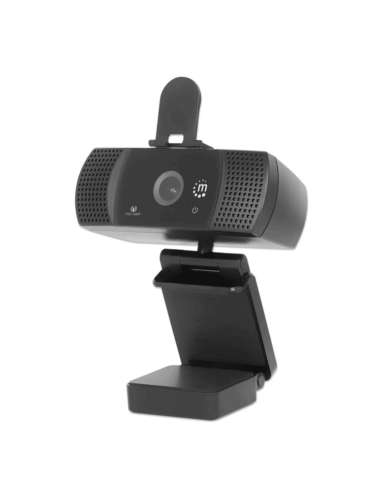 [462556] MANHATTAN - 462556 - Webcab USB Full HD 1080p con rotación 360° / Micrófono integrado, hasta 30 fps, cable USB-A de 1.5 m, giro de 360°, opción de privacidad, base de clip ajustable, negro