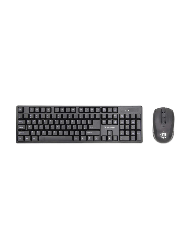 [178990] MANHATTAN 178990 - Kit de teclado y mouse óptico inalámbricos / Elegante ratón óptico de 800/1200/1600 ppp, teclado y receptor con modo de ahorro de energía