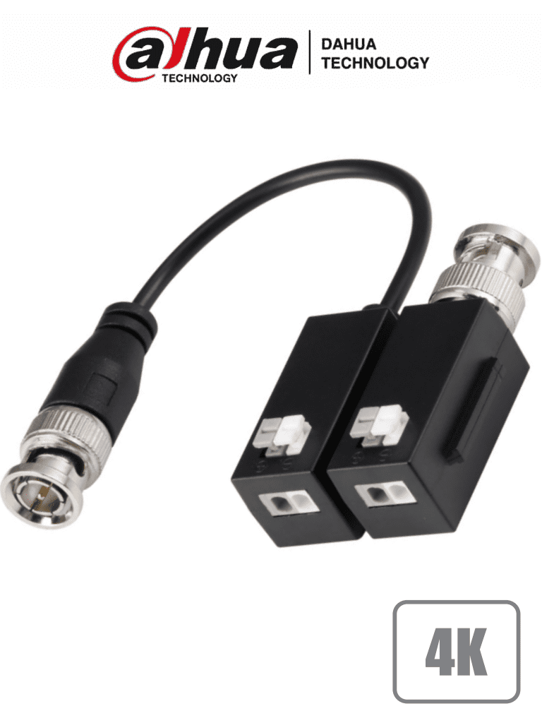 [DH-PFM800B-4K] DAHUA PFM800B-4K - Transceptores pasivos 4K que transmiten video de hasta 8MP a 200 metros. Compatibles con resoluciones 720P, 1080P, 4MP, 5MP y 4K en formatos HDCVI, TVI, AHD y CVBS. Ideales para vigilancia en alta resolución y largas distancias.