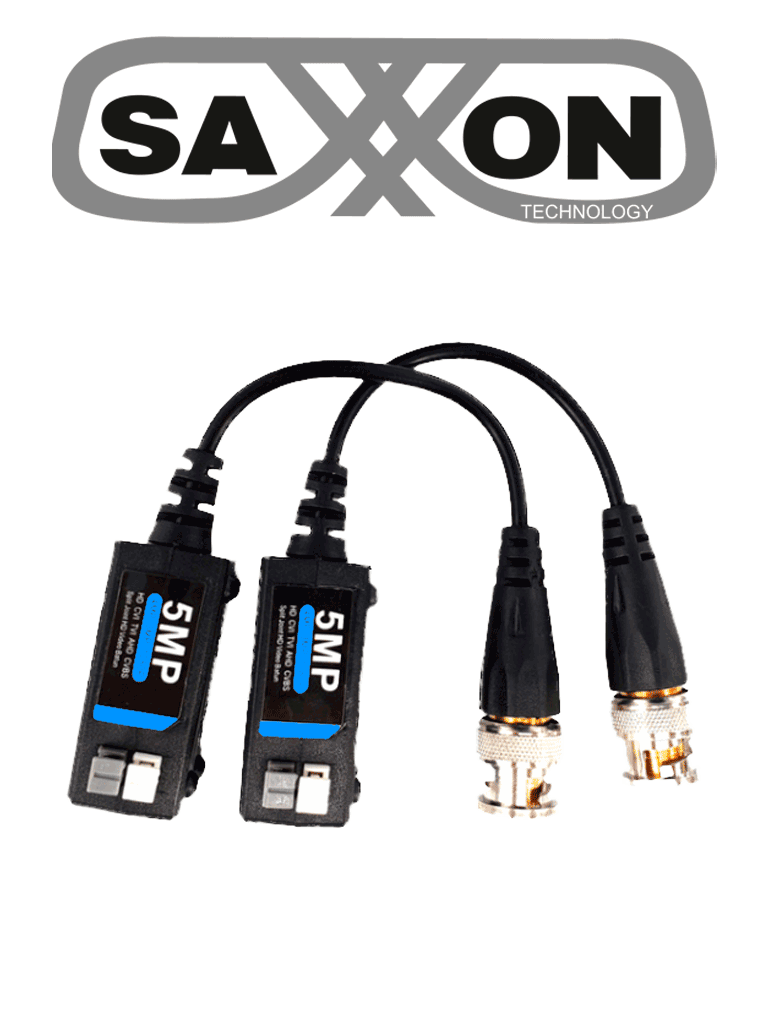 [SX-CF500] SAXXON SXCF500 - Par de Transceptores Pasivos / Botones Push / 5MP hasta 200 Metros / 1080P hasta 250 Metros / Soporta HDCVI / AHD / TVI / CBVS / Fácil Conexión