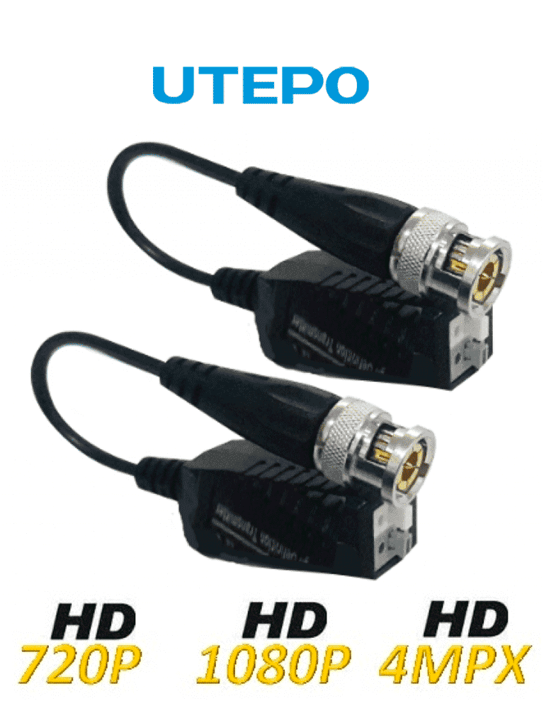 [UTP101PHD450] UTEPO UTP101PHD450 - Paquete de 50 pares de transceptores pasivos (Video Baluns) soporta 4MP a 200m, 1080p a 250m, 720p a 300m en CVI. Compatible con HDCVI, TVI, AHD y CVBS. Incluye 2 terminales Push para fácil conexión.