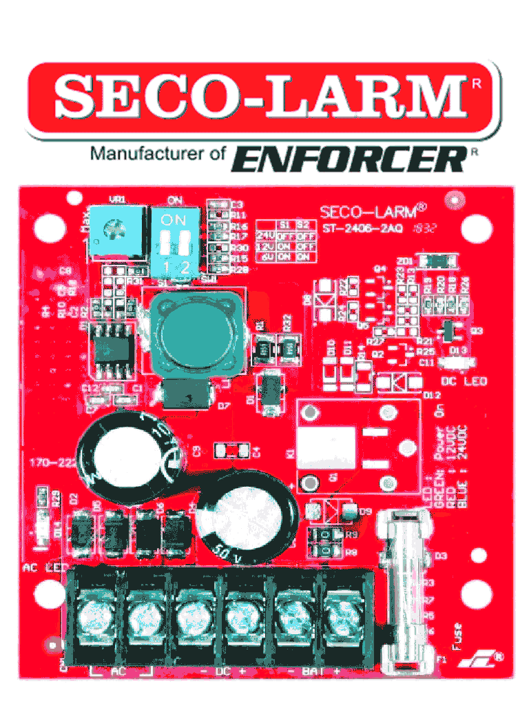[ST-2406-2AQ] SECO-LARM ST24062AQ - Fuente de Poder con Cargador Bateria 1.5 amp 6/12/24 VCD