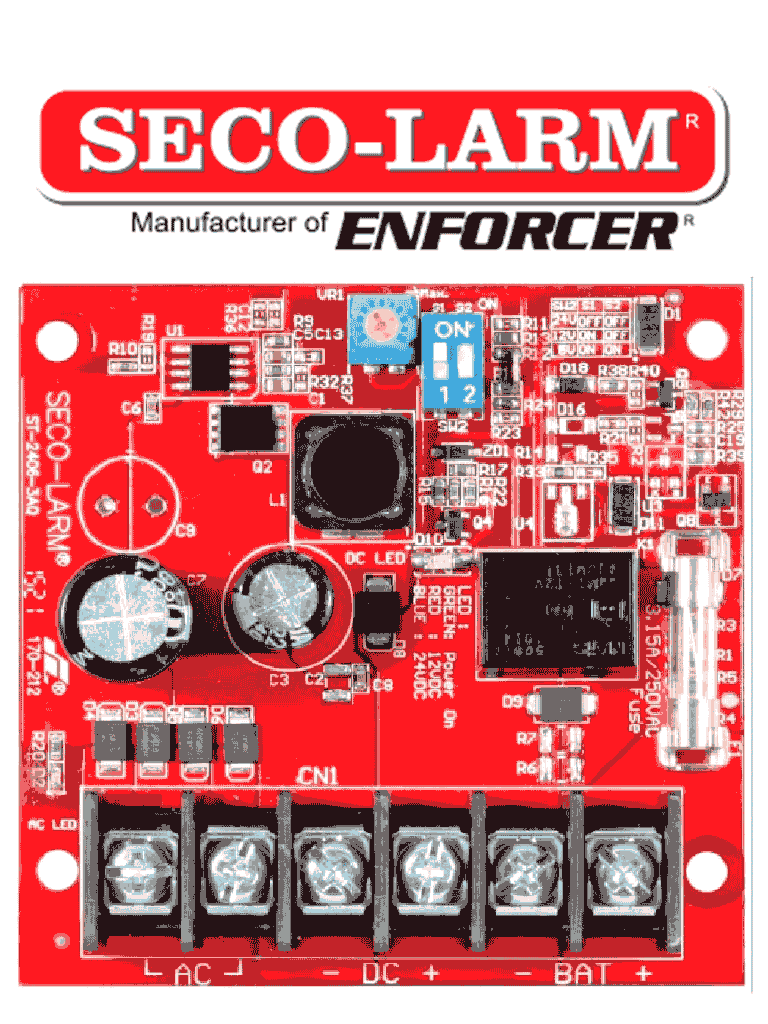 [ST-2406-3AQ] SECO-LARM ST24063AQ - Fuente de Poder con Cargador Bateria 2.5 amp 6/12/24 VCD