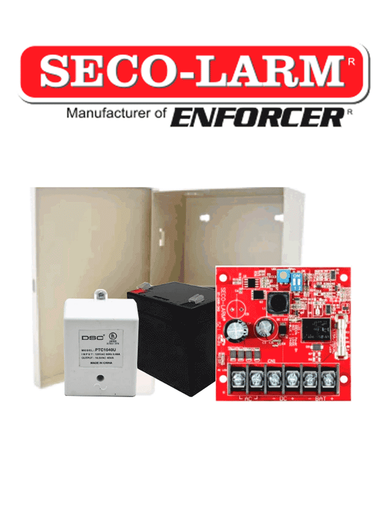 [KITFUENTE1] Seco-Larm Kit Fuente De Poder 1 - Kit De Poder Contiene 1 Fuente De Poder De 1.5 Amp, Batería De Respaldo, Transformador Y Gabinete