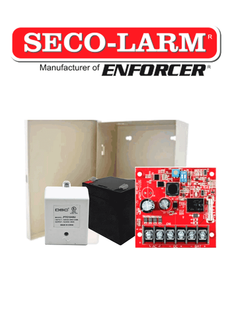 [KITFUENTE2] Seco-Larm Kit Fuente De Poder 2 - Kit De Poder Contiene 1 Fuente De Poder De 2.5 Amp, Bateria De Respaldo, Transformador Y Gabinete